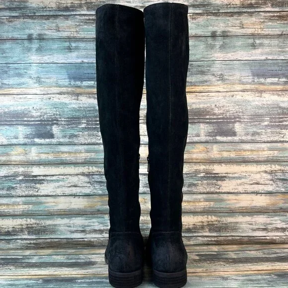 Born Over The Knee Boots Womens Size 7 Black Suede Pull On Block Heel Round Heel - Picture 5 of 13